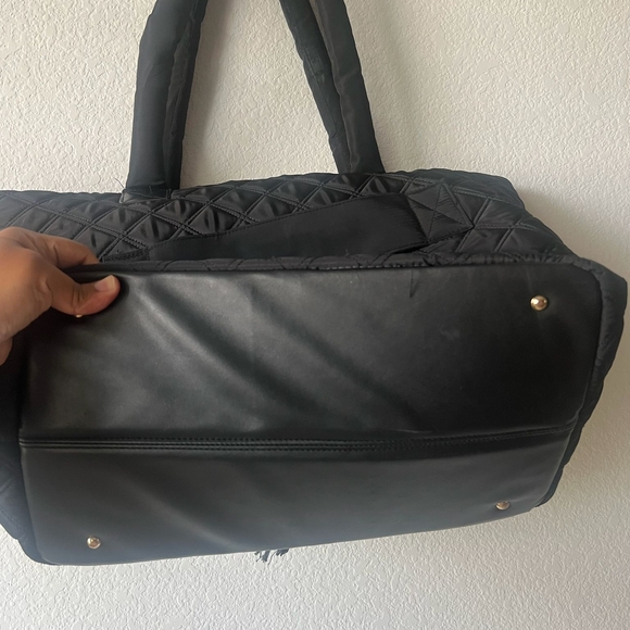 Joan & David Quilted Black Tote with Front Zip Pockets - Picture 4 of 10